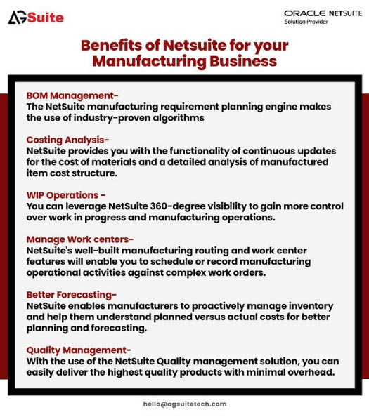 Benefits of NetSuite for your Manufacturing Business