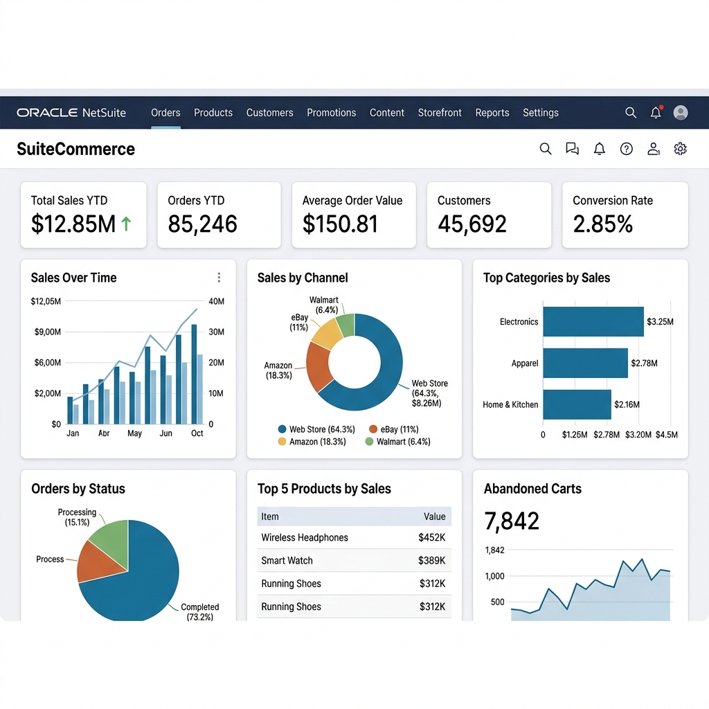 NetSuite SuiteCommerce Unified E-Commerce Management Dashboard